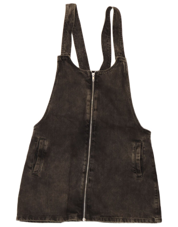Zara Mujer Trafaluc Mini Vestido Peto Denim UK 40 Mediano Algodón Negro