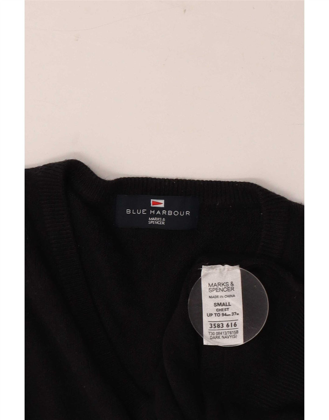 Marks & Spencer Suéter con Cuello en V Blue Harbor para Hombre Pequeño Azul Marino