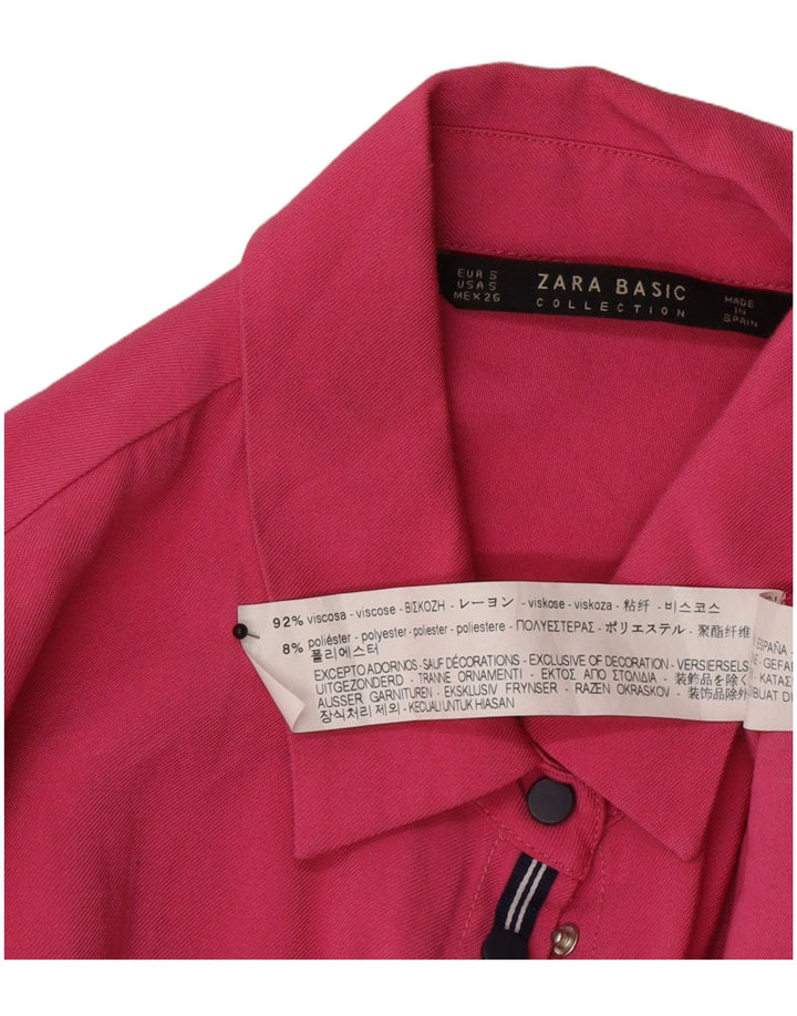 Zara Mujer Blusa Camisera Extragrande UK 10 Small Viscosa Rosa