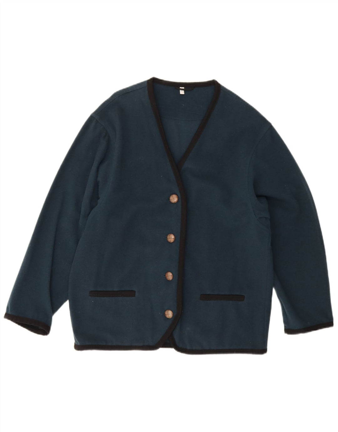 Vintage mujer Cardigan suéter Reino Unido 12 lana azul marino medio