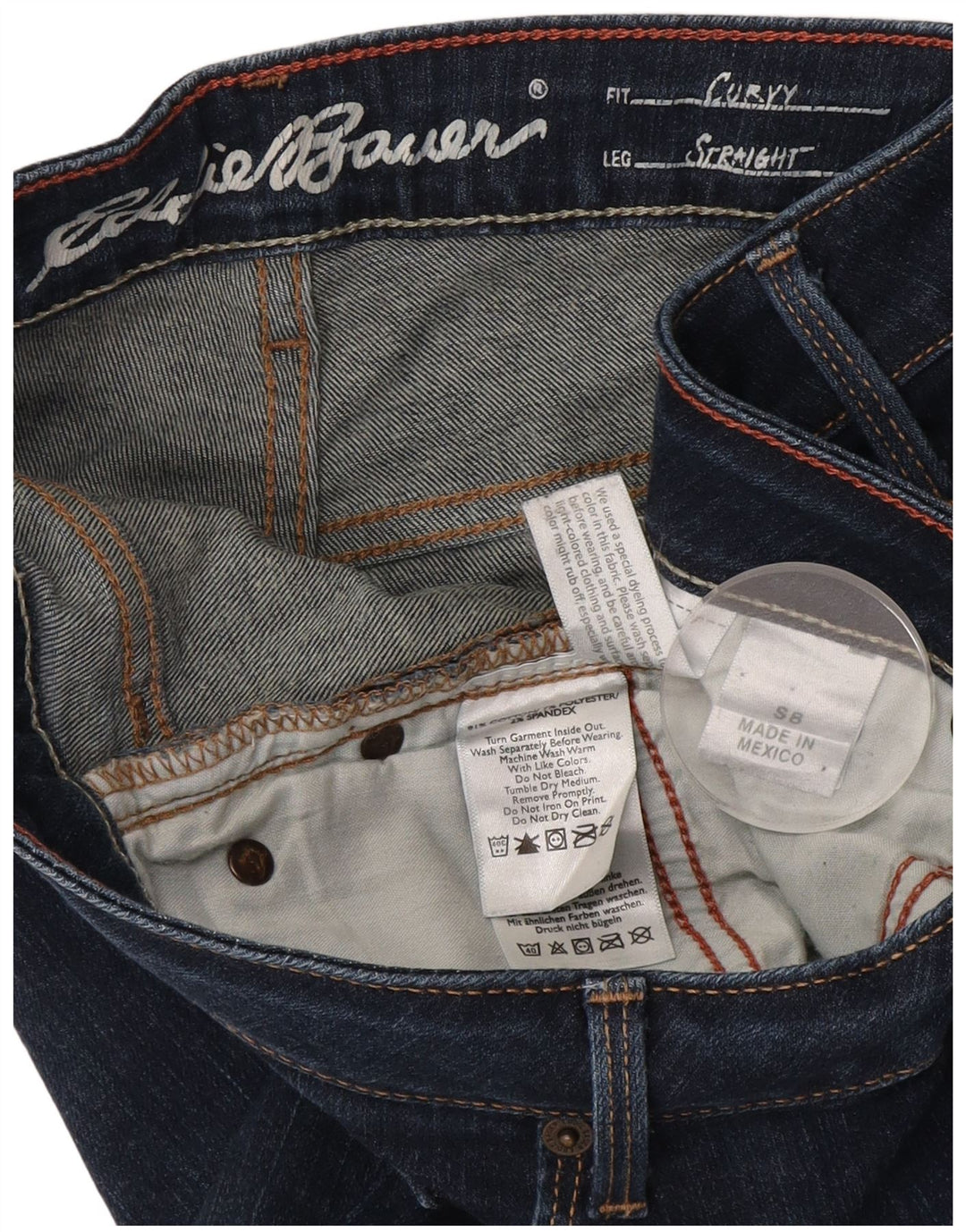 Eddie Bauer Jeans rectos para mujer US 8 Medium W29 L29 Azul marino Algodón
