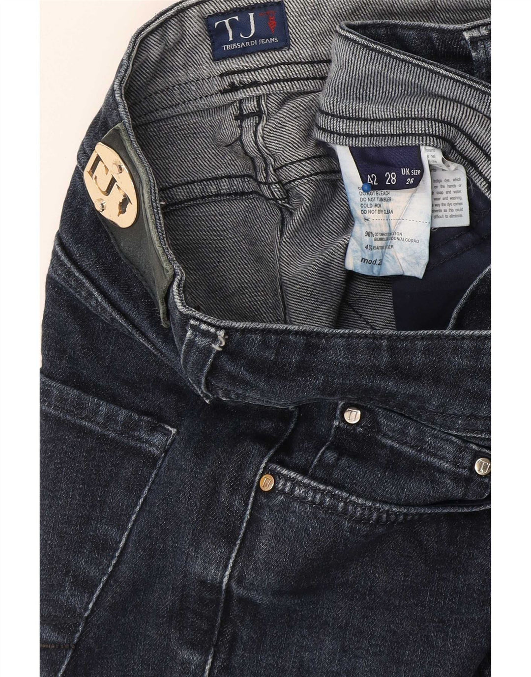 Vaqueros Trussardi Mujer Slim W26 L28 Azul Marino Algodón