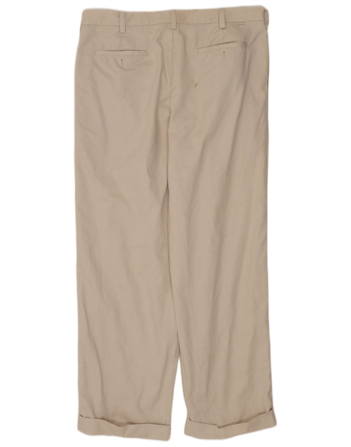 IZOD Pantalón chino con pinzas para hombre W36 L32 Algodón beige