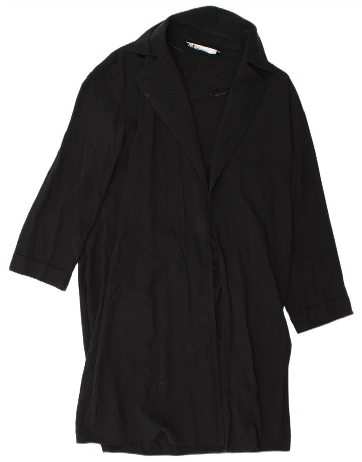 Zara Mujer Abrigo Abierto UK 44 Medium Black Lyocell