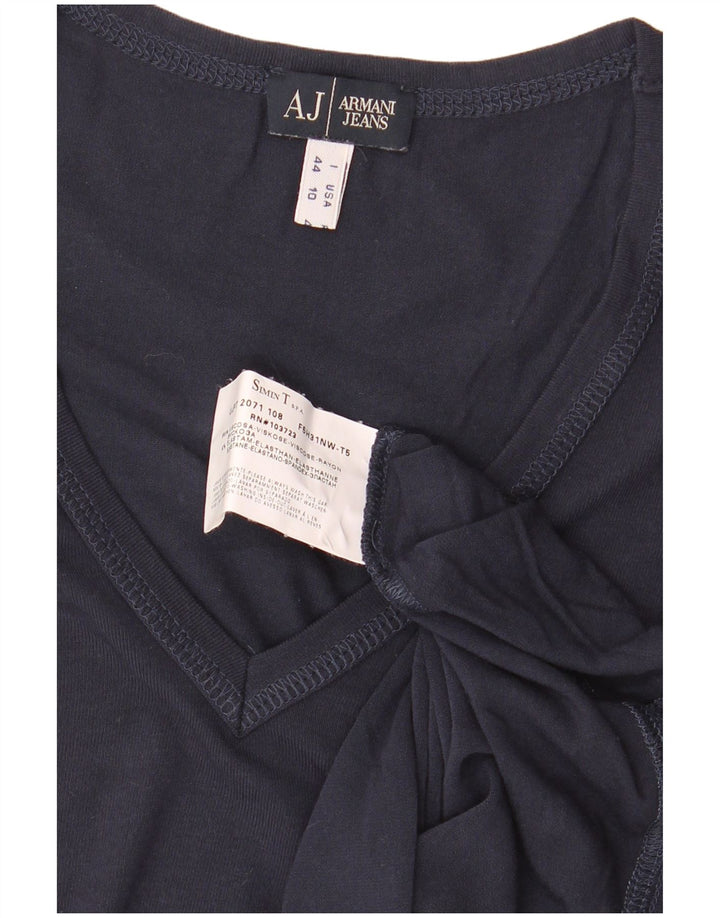 ARMANI JEANS Camiseta corta para mujer IT 44 Viscosa azul marino mediano