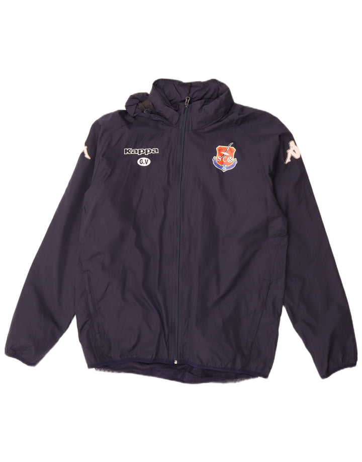KAPPA Chaqueta superior de chándal con capucha y gráfico para hombre Poliéster azul marino mediano