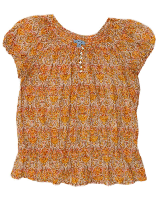 Izod Blusa para Mujer Top UK 42 Algodón Paisley Amarillo Medio