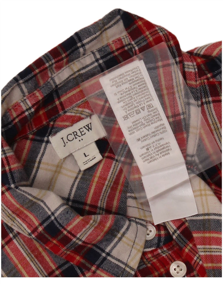 J. CREW Camisa de franela para mujer UK 46 Algodón a cuadros rojos grandes