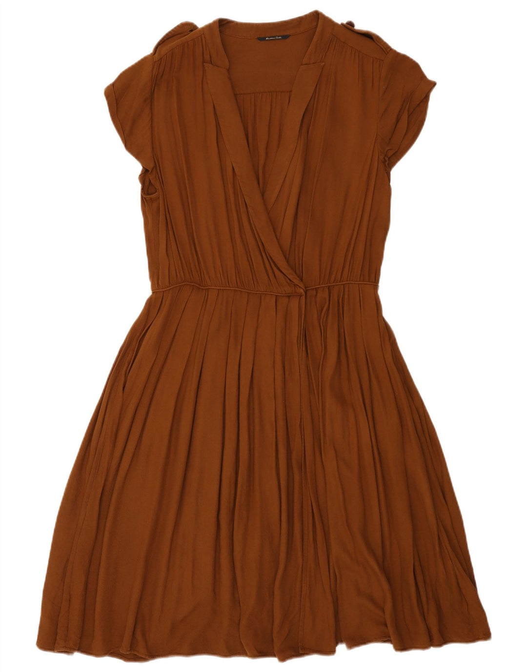 Massimo Dutti Vestido Cruzado Mujer EU 42 Grande Viscosa Marrón