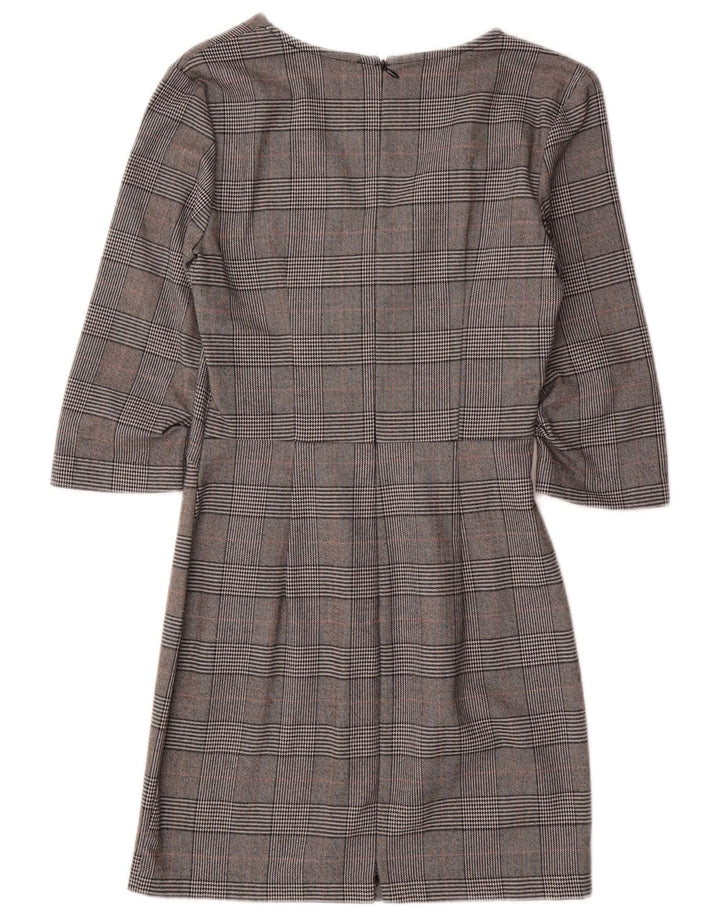ZARA Vestido tubo de manga 3/4 para mujer UK 6 XS Gris pata de gallo