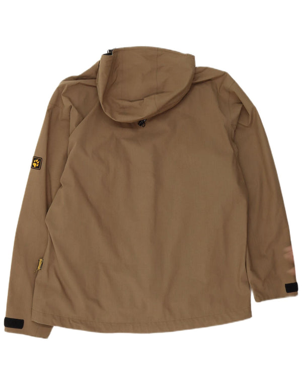 Jack Wolfskin Chaqueta impermeable con capucha para hombre UK 40 Large Beige Poliéster
