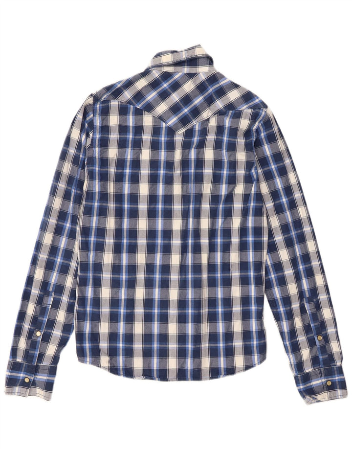 Camisa Hollister Hombre Algodón A Cuadros Azul Pequeño