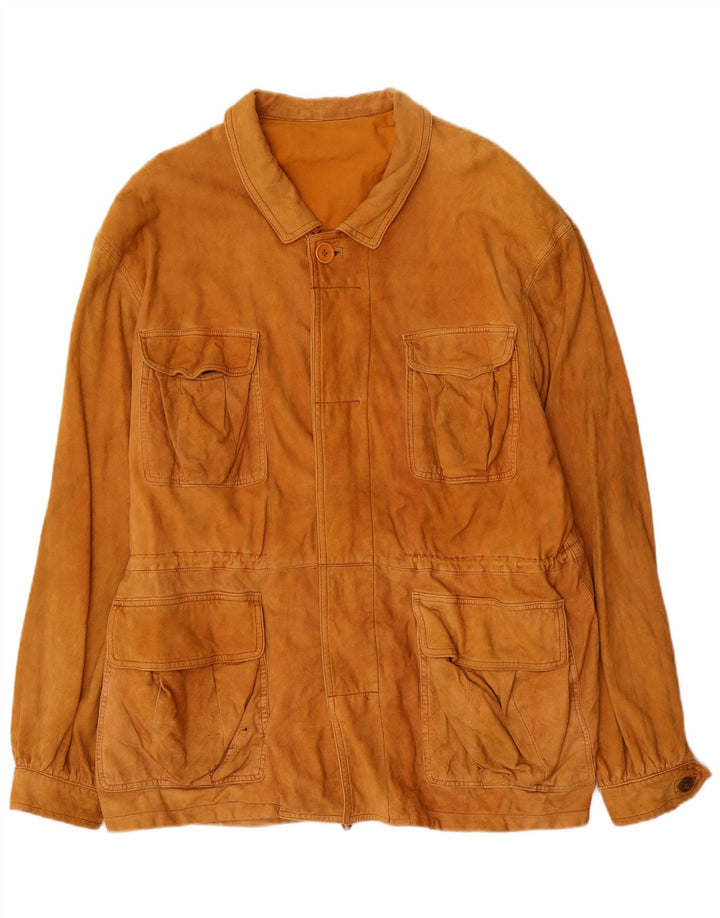 Diana Chaqueta utilitaria de ante para hombre IT 52 XL Cuero beige