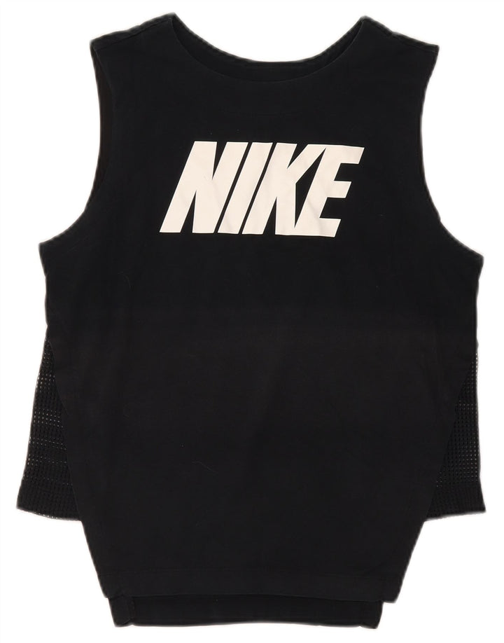 NIKE Mujer Graphic Vest Top UK 10 Small Negro Sintético