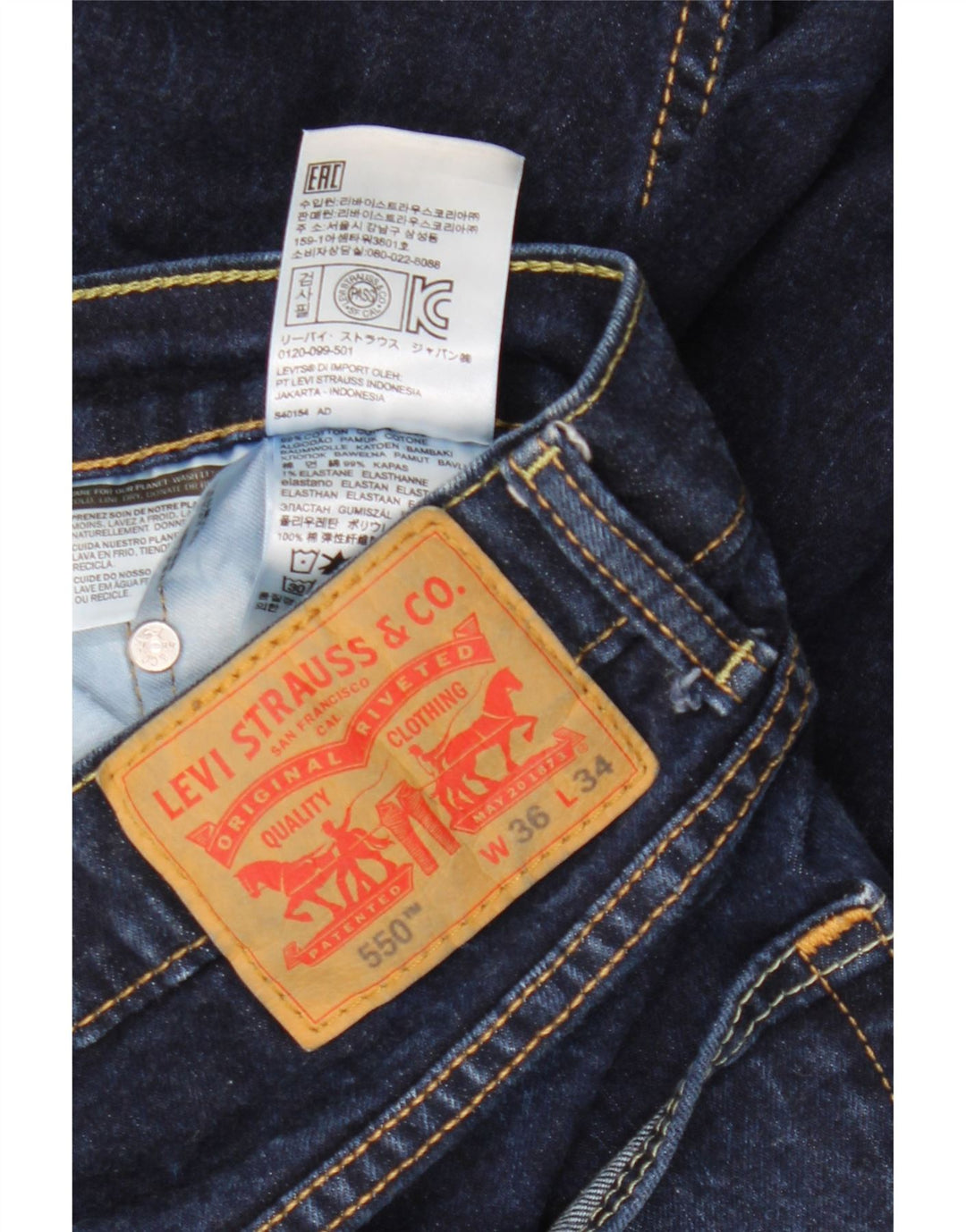 Levi's Vaqueros rectos de ajuste relajado 550 para hombre W36 L34 Algodón azul marino