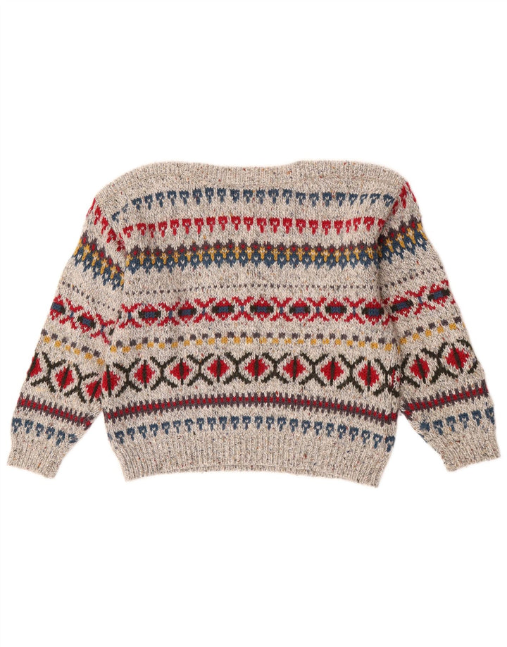 Mayon Suéter tipo jersey de gran tamaño con cuello barco para mujer EU 38 Gris medio Fair Isle