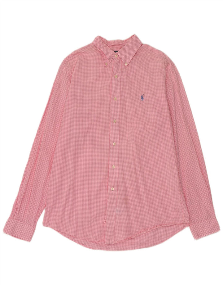 Ralph Lauren Camisa personalizada para hombre de algodón a cuadros rosa medio