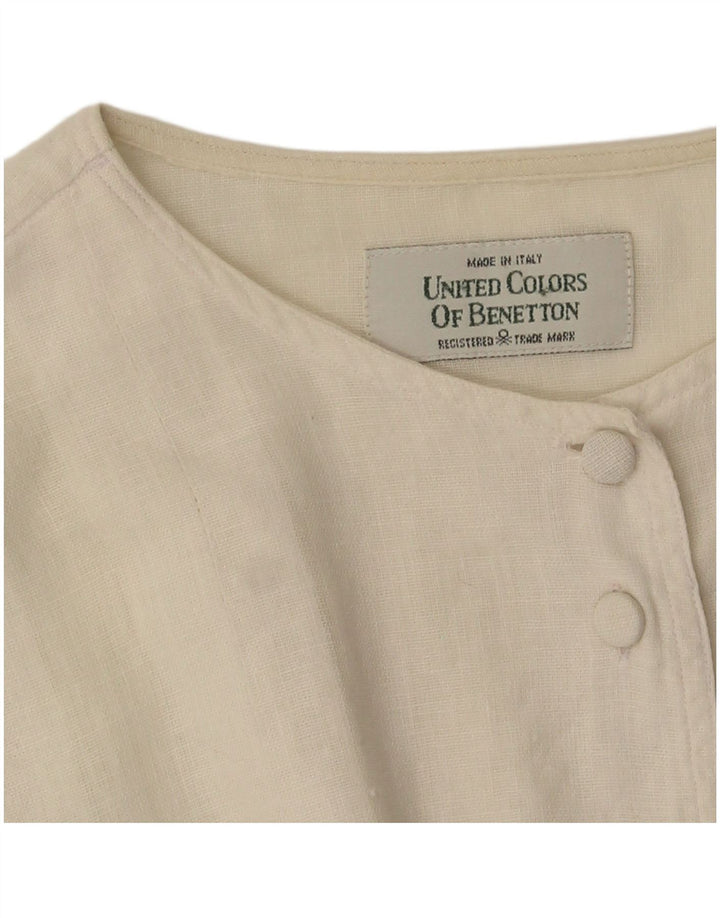 Benetton Blusa Corta Mujer UK 44 Mediano Blanco Roto