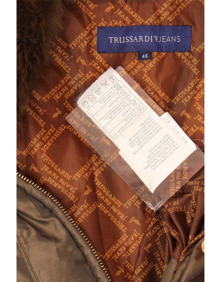 Chaqueta acolchada Mujer Trussardi Jeans IT 46 Large Caqui Poliamida