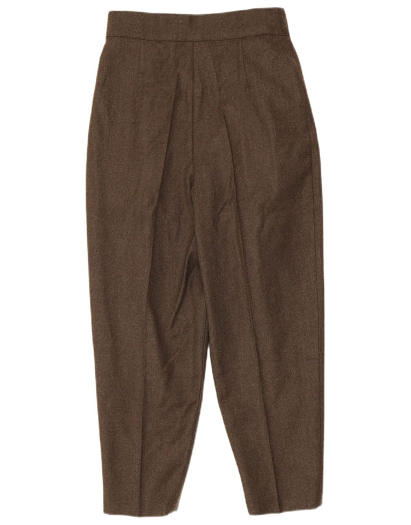Vintage mujer crop pegged traje pantalones IT 42 Medio W26 L25 Caqui