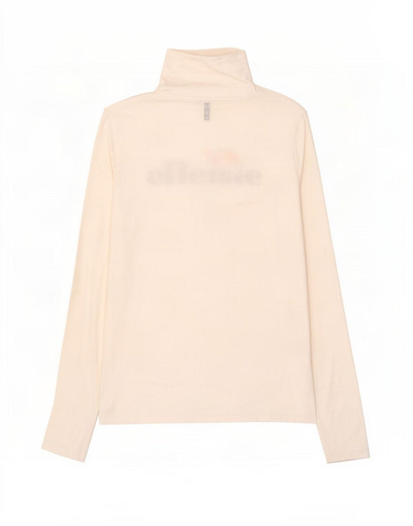 Ellesse Top gráfico para mujer de manga larga UK 44 Algodón blanco mediano