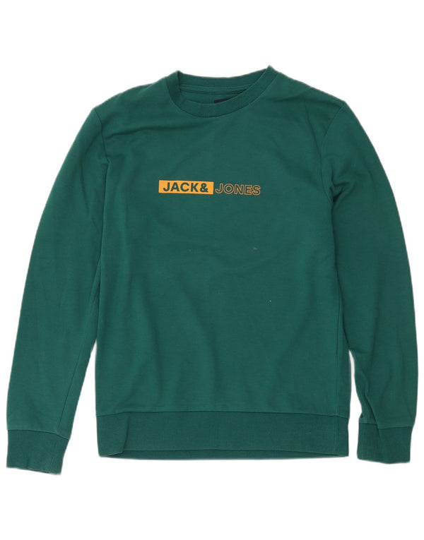 Jack & Jones Hombre Sudadera Gráfica Jumper Small Algodón Verde