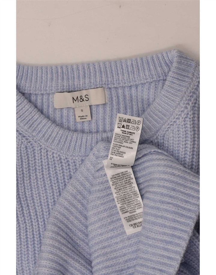 Marks & Spencer Jersey con Cuello Barco para Mujer UK 10 Pequeño Poliéster Azul