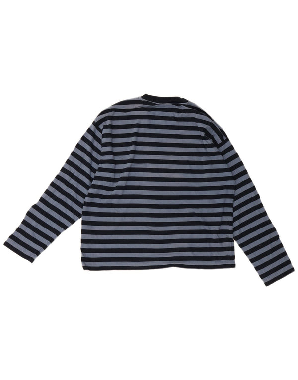 Carhartt Hombre Top Manga Larga XS Algodón A Rayas Azul Marino