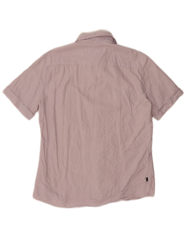 Blauer Camisa Militar De Manga Corta Para Hombre XL Algodón Lila Rayas Pintadas