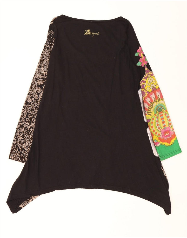DESIGUAL Vestido asimétrico gráfico para mujer UK 44 Medium Black Paisley
