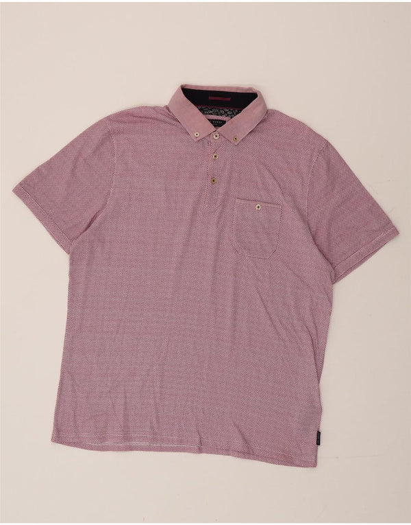 Ted Baker Polo para hombre Talla 6 2XL Algodón geométrico rosa