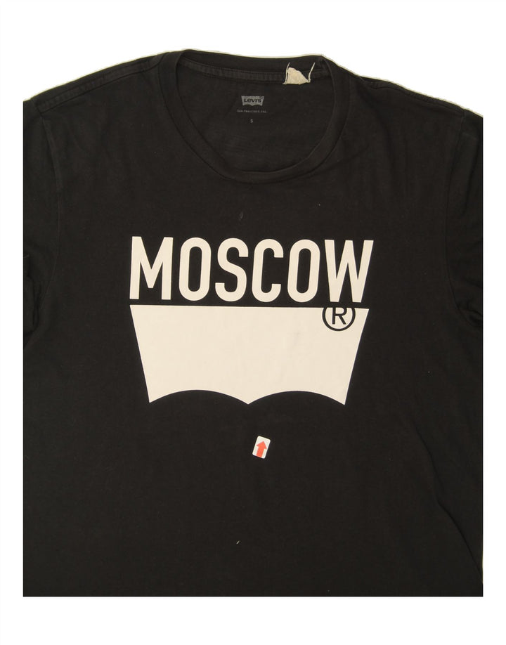 LEVI'S Mens Moscow Graphic T-Shirt Top Small Black Cotton Vintage Levi's and Second-Hand Levi's from Messina Hembry 