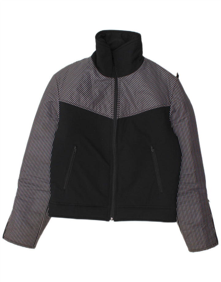 Vintage hombres chaqueta acolchada Reino Unido 36 pequeño negro colorblock poliamida