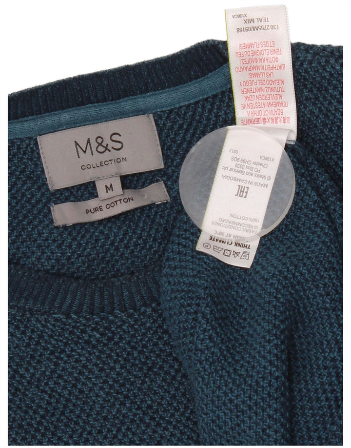 Marks & Spencer Jersey de cuello redondo para hombre de algodón azul medio