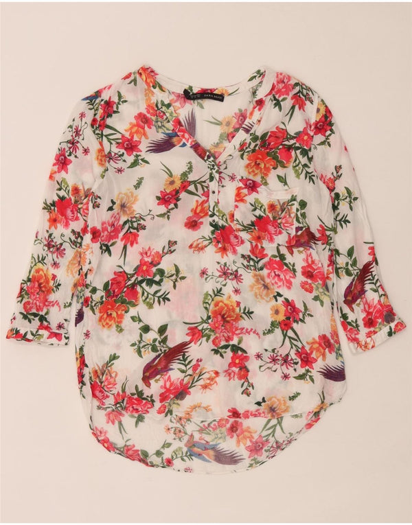Zara Blusa de manga 3/4 para mujer UK 40 Medio Multicolor Floral