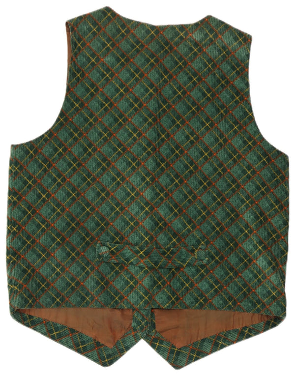 Chaleco vintage para mujer Reino Unido 16 cheque verde grande
