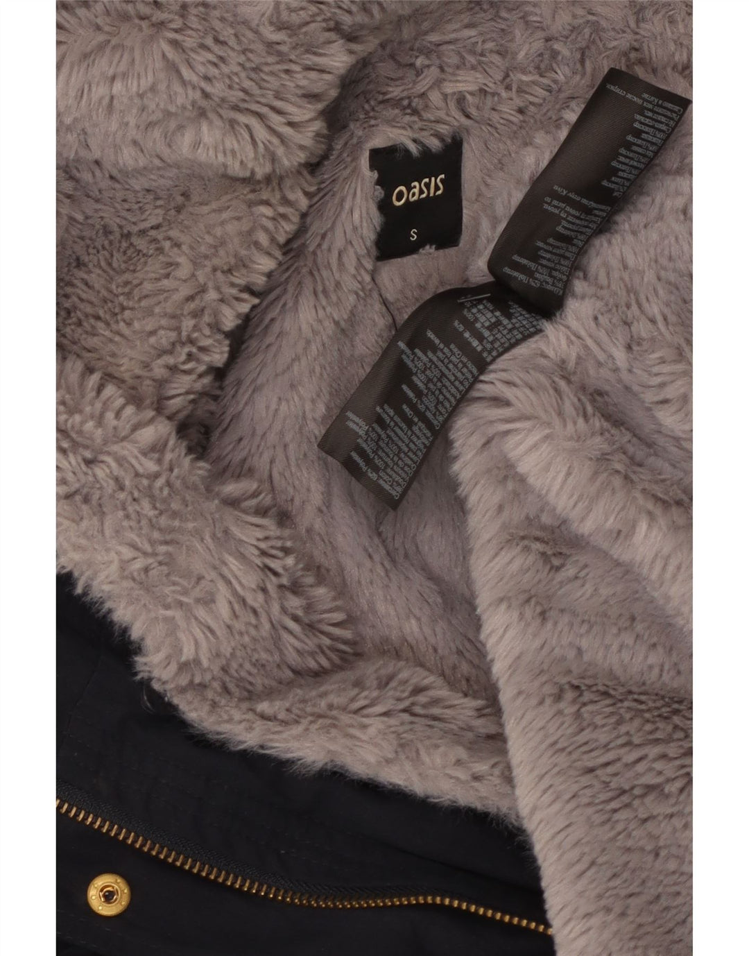 Oasis Chaqueta Parka Sherpa con Capucha para Mujer UK 10 Small Azul Marino Poliéster