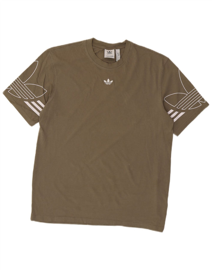 Adidas Hombre Camiseta Gráfica Top Medium Khaki Algodón