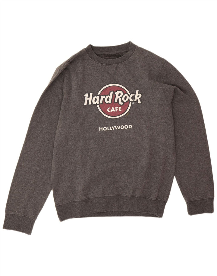 Hard Rock Cafe Hombre Hollywood Graphic Sudadera Jumper Gris Medio Moteado