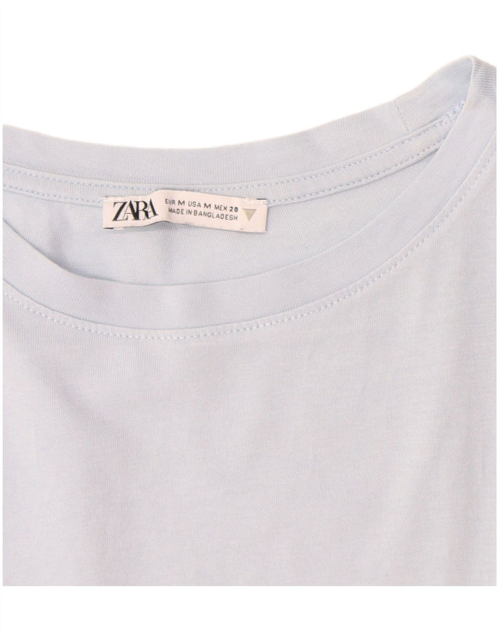 Zara Mujer Camiseta Top UK 44 Azul Medio