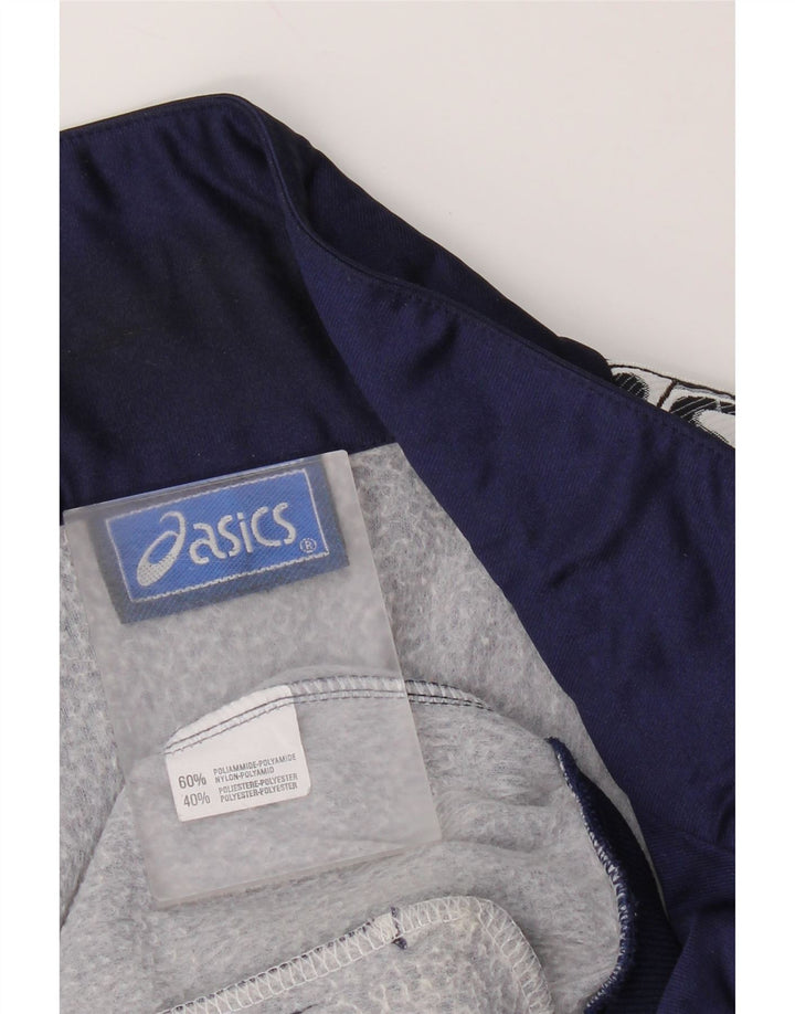 Asics Hombre Graphic Chándal Top Chaqueta Medium Azul Marino Colorblock Deportes