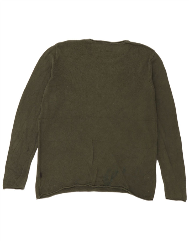 Jack & Jones Jersey con cuello redondo para hombre, talla grande, verde