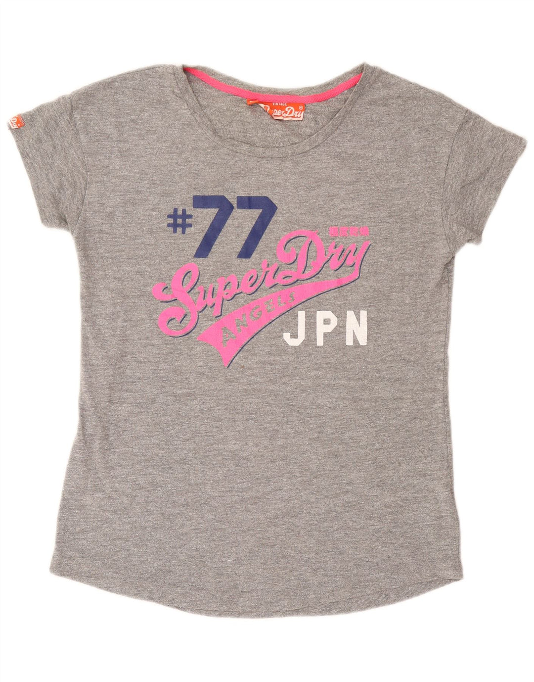 Superdry Mujer Camiseta Gráfica Top UK 40 Grande Algodón Gris