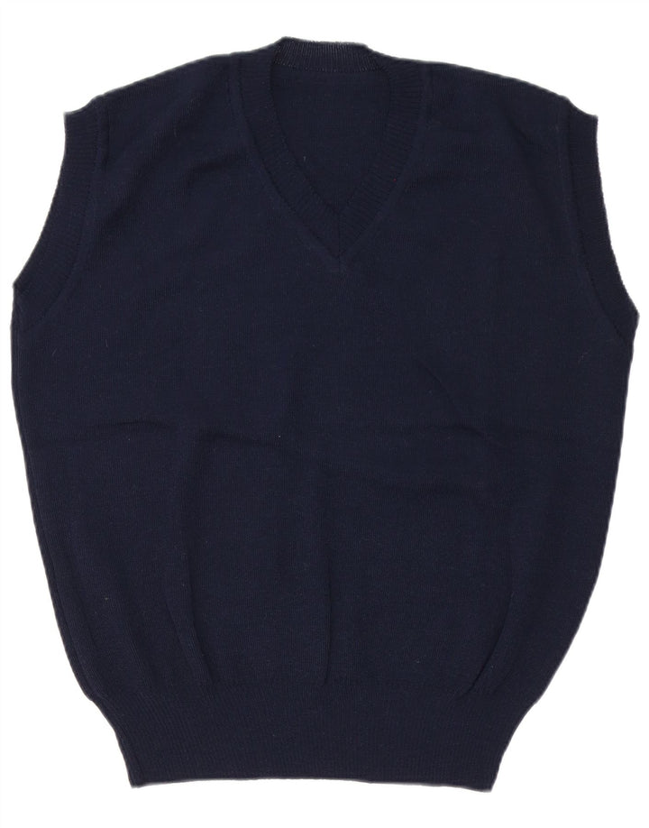 Vintage hombres chaleco camiseta sin mangas EU 50 medio azul marino poliacrílico