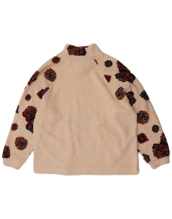 Meeting Jersey de forro polar holgado para mujer UK 40 Large Off White Floral Sports