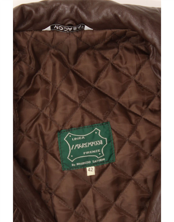 VINTAGE Womens Oversized Leather Coat IT 42 Medium Brown Leather Vintage Vintage and Second-Hand Vintage from Messina Hembry 