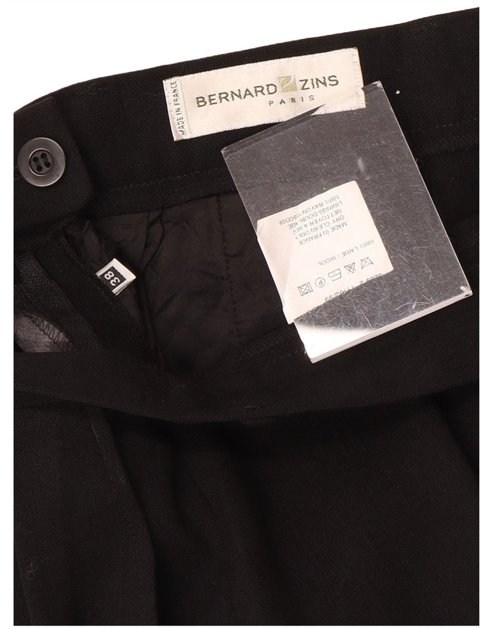BERNARD ZINS Pantalones de traje de cintura alta para mujer EU 38 Medium W26 L32 Negro