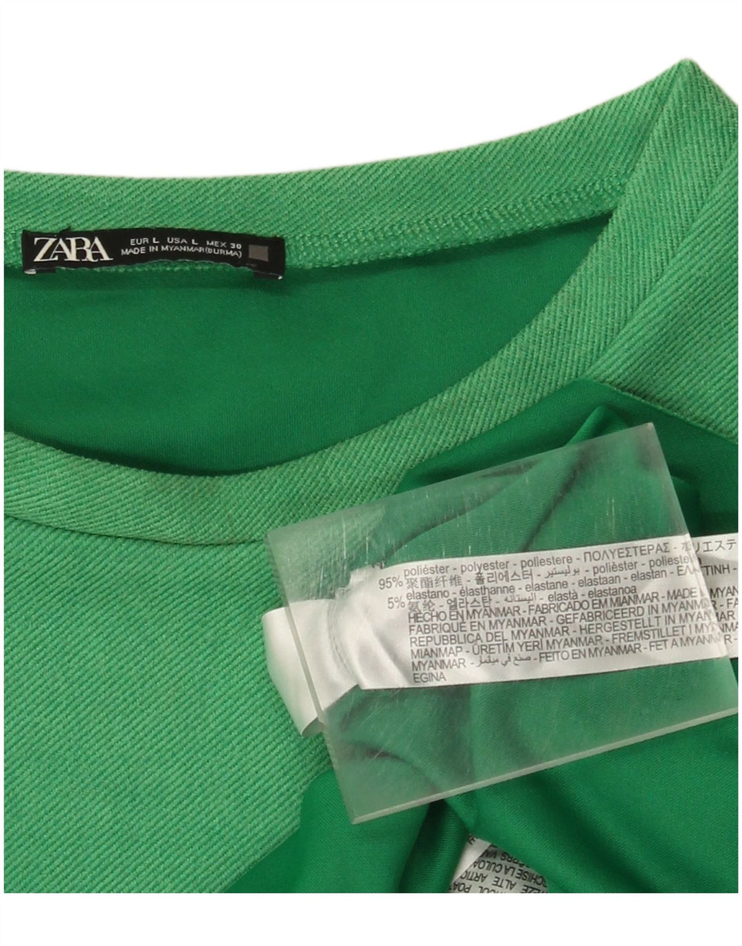 Zara Vestido tubo para mujer UK 46 Poliéster verde grande