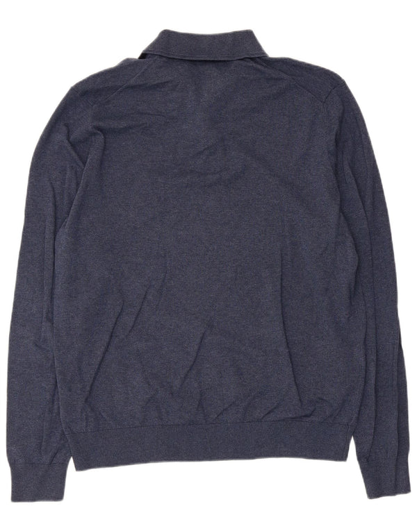 Marks & Spencer Jersey tipo polo para hombre con cuello tipo polo, medio, azul marino, moteado