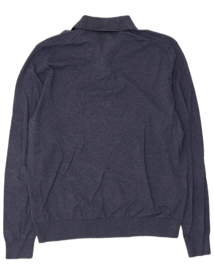 Marks & Spencer Jersey tipo polo para hombre con cuello tipo polo, medio, azul marino, moteado